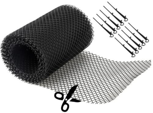 2 Stück 18 cm x 800 cm Dachrinnen Laubschutz Dachrinnenschutz,Mit 10 schwarzen geraden Haken,Regenrinnen Laubschutz Blättersieb Dachrinne Blätterschutz Regenrohrschutz fürDachtraufen,Dachrinnen