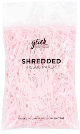Glick strimlat ljusrosa silkespapper, 30 gram rosa strimlat näsduk, perfekt för användning i presentförpackning