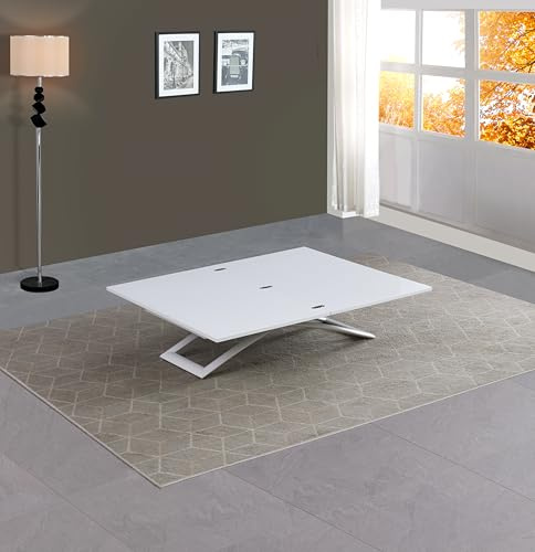 Mesa transformable ahorra espacio, modelo Odiseo S, sistema elevable con ajuste preciso de la altura (blanco)