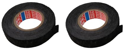 2 Rollen hitzebeständiges Kabelbündelband 19mm x 15m Gewebeklebeband für Auto Motorrad Kabelbaum Kabelisolierung schwarz temperaturbeständig -10°C bis 100°C