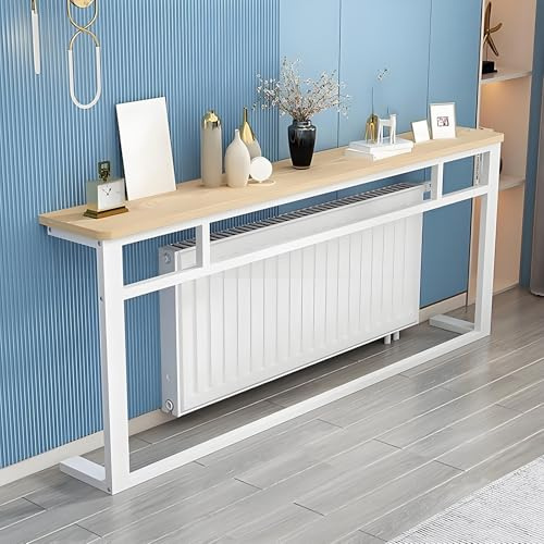 JCSRYD Heizung Ablage, Heizkörperverkleidung, Sofatisch Hinter Dem Sofa, Langer Beistelltisch, 80 cm Hoch, für Wohnzimmer, Schlafzimmer, Büro, Dekorativ(Yellow+White,80 * 20cm/31 * 8in)