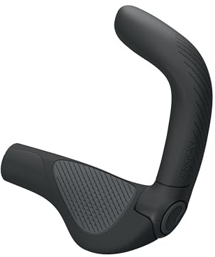 Ergon GP5 Evo Large Lock-On Ergonomic Bicycle Handlebar Grips - Composite-Reinforced Rubber Inserts, Multi-Position Bar Ends, Maximize Comfort & Control, Versatile Black Cycling Accessories, Compatibl