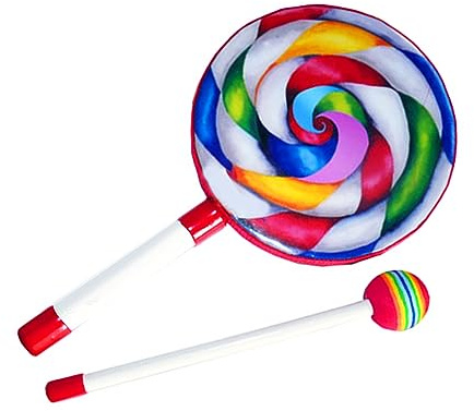 Eminchu Tamburo a Mano per Bambini Strumento a Percussione Multicolore per Educazione Musicale e creatività, Materiale PVC Resistente, 1 unità (6 pollici)