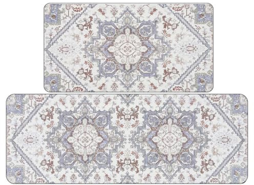 Alfombra Cocina 50X80Cm Púrpura Grisáceo Alfombra Vinilica Cocina Cuero,Modernas Lavable Antideslizante Anti Fatiga para Pasillo, Comedor,Hogar Alfombrilla Cocina