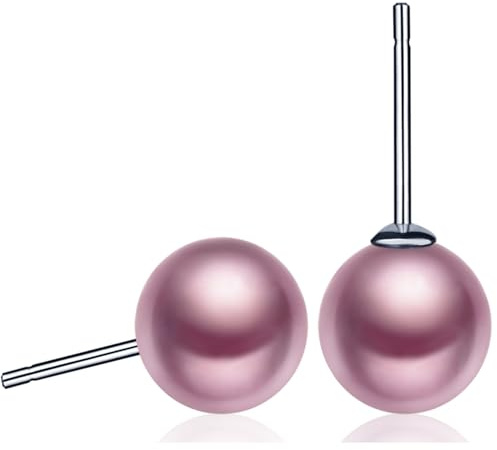 Unendlich U 925 Sterling Silber 8mm Perlen Ohrstecker Gestüt Stecker Ohrringe Ohrschmuck für Damen Mädchen, Rosa