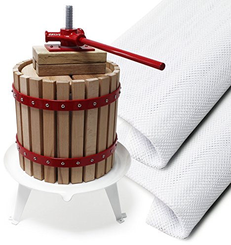 Wiltec Obstpresse 6L Maischepresse mit 3 passenden Presstüchern Weinpresse aus Holz Apfelpresse Saftpresse
