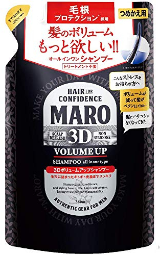 Maro 3D Volume Up Non Silicon Shampoo EX Refill 380ml - Gentle Mint Scent (Green Tea Set)