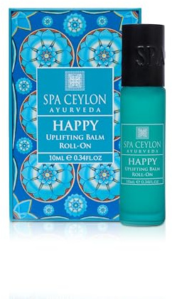 SPA CEYLON Happy Uplifting Balm Roll On, 10 ml ayurvedischer Aromabalsam mit Süßorange, Mandarine und Zimt, stimmungsaufhellend und belebend, ideal für unterwegs