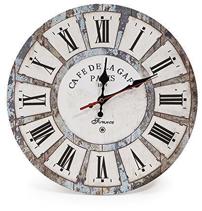 LOHAS Home 12 Zoll/30CM Holz Wanduhr/Küchenuhr im Landhausstil Stille Nicht-tickende für die Küche,Home Office, Wohnzimmer und Schlafzimmer (Römische Ferien)