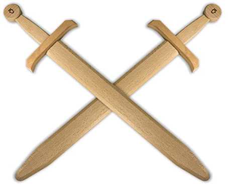 BestSaller 1108 Holzschwert Edler Ritter, Buche, massiv, ungeölt, 61cm, Natur (2 Stück)