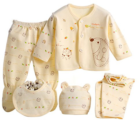 Gajaous 5PCS Neonato 0-3M Ragazzi Ragazze Bambino Cotone Crescere Abbigliamento Set Cappello Pantaloni Completo Playsuit Outfit
