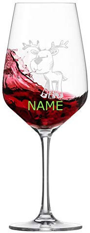Schott Zwiesel - Copa de vino tinto [botón] – Diseño navideño + nombre personalizado – MeinGlas (motivo 04)