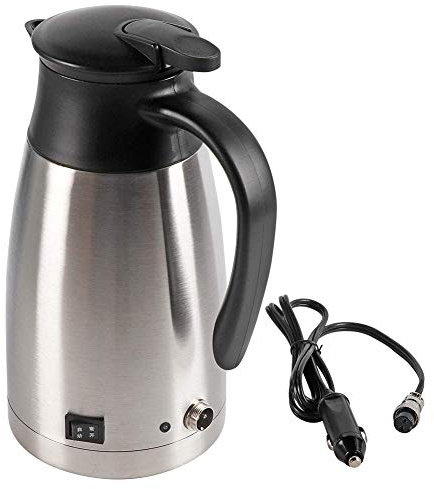 12v Electric Car Kettle,1000ml Stainless Steel Car Automobile Electric Heating Kettle DC 12V Cigarette Lighter Portable Electric Kettle Pot Heated Water Cup for Hot Water,Coffee,Tea