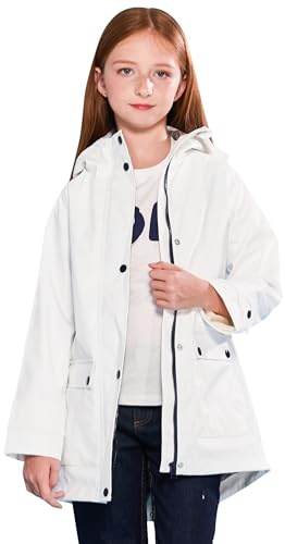 SOLOCOTE Veste de pluie pour enfants avec capuche imperméable et coupe-vent sac à dos en caoutchouc doublé pour filles et garçons