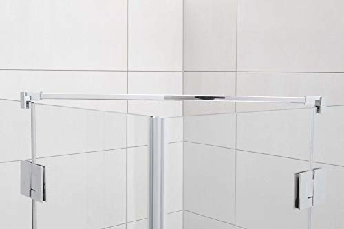 Stabilisationsstange für Eck-Duschen, Haltestange Glas-Glas, Stabilisator Runddusche (120cm, Chrom Eckig)