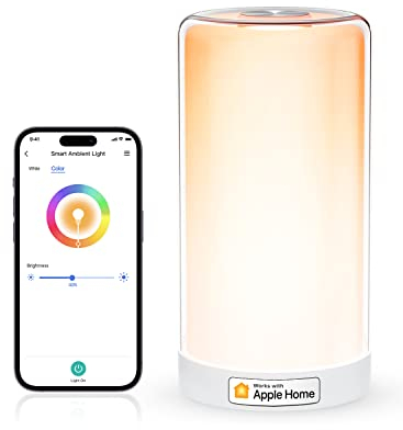 meross WLAN LED Nachttischlampe Funktioniert mit Apple HomeKit, Dimmbar RGBCW Atmosphäre Touch Nachtlampe für Schlafzimmer Wohnzimmer, Smart Nachtlicht Funktioniert mit Alexa, Google Home