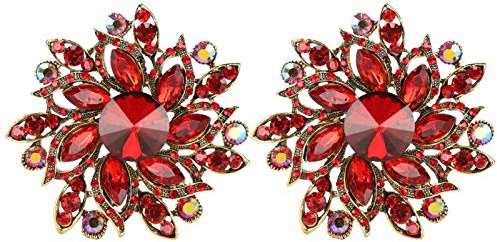 2 Piezas Broche broches Hechos a Mano aleación corpiño Accesorios joyería artesanía Accesorios para Ropa Bolsos Fiesta de Boda Mujeres Hombres(Rojo)