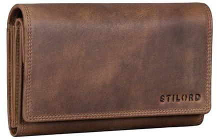 STILORD große Damen-Geldbörse aus Leder braun - Vintage Portemonnaie - Brieftasche mit RFID Schutz - Echtleder Brieftasche 'Amanda'