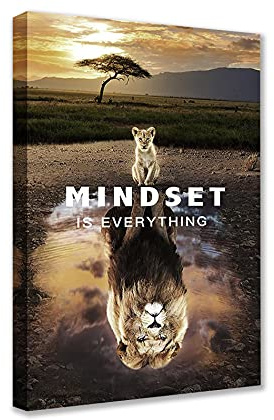 Walarky Motivationsposter im nordischen Stil, auf Leinwand, Mindset is Everything Move Forward, Wandkunst, Bilder für Wohnzimmer, Schlafzimmer, Büro