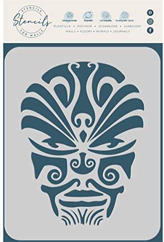 Teufelsgesichtsschablone, 16,5 x 21,5 cm (L) – Tribal Maske Ethnische Maori Tattoo Schablonen für Malerei Schablone …