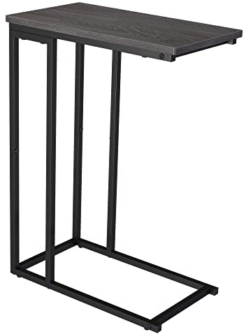 Yusong Kleiner C-förmiger Beistelltisch, schmal, schmal, Couch-Beistelltische, gleiten unter dem Schlafsofa, schmaler Snack-Tablett, Tisch für Kaffee, Laptop im Wohnzimmer, einfache Montage, Grau und