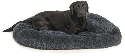 Wallace & Jones | Plüschbett Sarnia - XL | Hundebett, Liegekissen | ca. 115 x 115 x 26 cm | Dunkelgrau