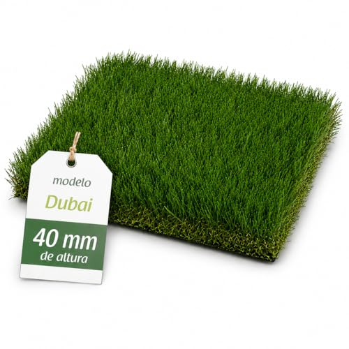 Flonatur Césped Artificial DUBAI 40 mm | Rollo 2x20 m |Natural y Realista | Resistente UV | Hilo en Forma de C | Reciclable y No Tóxico | Alta Densidad 18.900 Puntadas | Drenaje 800 l/h/m²