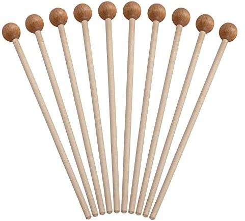 Classic Cantabile MG2218W Glockenspielschlägel 5 Paar, Stiel aus Ahorn | Runder Holz-Kopf aus Buche, Gesamtlänge: 22 cm, Kopfdurchmesser: 18 mm, Stieldurchmesser: 6 mm, Mit Holzkopf