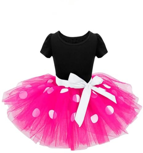 Lito Angels Cartoon MausKostüm für Kinder, Fasching Polka Dot Geburtstag Kleid Tüll Tutu mit Maus Ohren Haarreif, Größe 6-7 Jahre 122, Hot Pink 261
