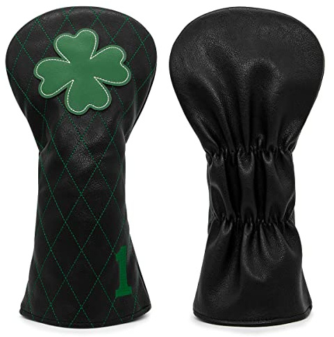 Golfschlägerhaube, Live Lucky 3 Holz-Schlägerhaube, Magnetverschluss, elegante Stickerei, Premium-Leder, Fahrerabdeckungen, Fairway-Holzabdeckungen, Hybrid-Schlägerhaube, Kleeblatt-Golfschlägerhauben