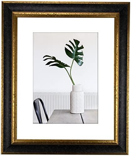 myposterframe Bilderrahmen Echtholz 100 x 140 cm Dysnomia – Edler Barockrahmen für Bilder, Photos & Gemälde – Hoch- & Querformat möglich – Schwarz Gold
