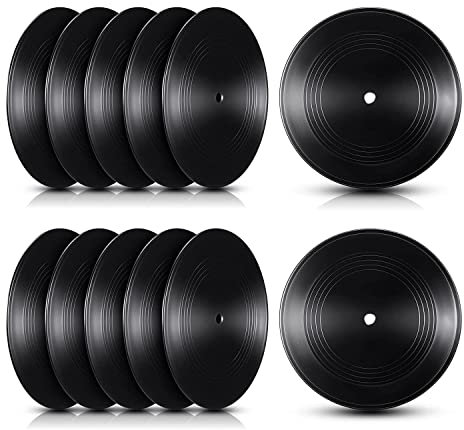 JUJIAN Vinyl Schallplatten 7 CD für Raumdekoration CD Wanddekoration Vinyl Schallplatten Dekor Schwarz GefäLschte Schallplatten Dekor (12 StüCk)
