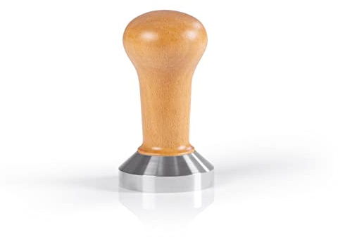 BEEM Tamper – 51 mm | Zum Andrücken von Kaffeemehl | Für Siebträgermaschinen mit Mahlwerk | Ergonomischer Griff [Buche/Edelstahl]