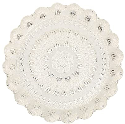 Plateau De Service De Boisson De Thé De Café Turc, Plateau Décoratif De Plateau De Thé Rond Plateau Vintage Pour des Plateaux De Service De Café De Barre De Cuisine, 35cm(Argent)