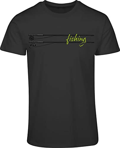 Angler T-Shirt: Fishing - Geschenk für Fischer und Angler - Geschenk für Angler - Anglerbekleidung Herren - Angelkleidung Männer - Angeln - Anglerin - Fisch - Grau - Army