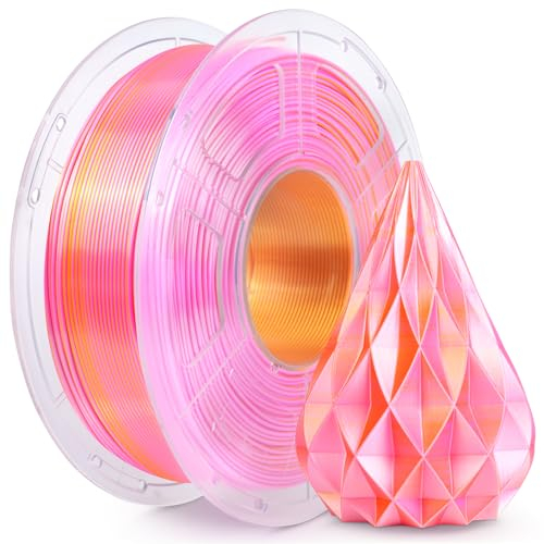 SUNLU Silk PLA Plus 3D Druckerfilament, zweifarbiges glänzendes PLA+ Filament 1.75mm, Seidentexturen, 360° Drehung enthüllt vielfältige Farben, Maßgenauigkeit +/- 0.02mm, 1kg Spule (2.2lbs), Roségold