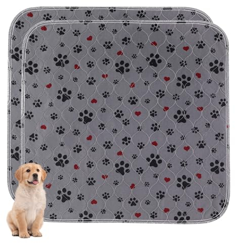 Waschbare Urinierunterlagen für Hunde, extra groß, 91,4 x 91,4 cm, super saugfähig, wiederverwendbar, rutschfest, 100 % wasserdicht, für Couch, Kiste, Töpfchentraining, Boden, 2 Stück