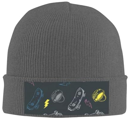 OPSREY Graffiti Skateboard Gedruckt Warme Fleece Mütze Neutral Strickmütze Winter Wollmütze Beanie, Deep Heather, One size