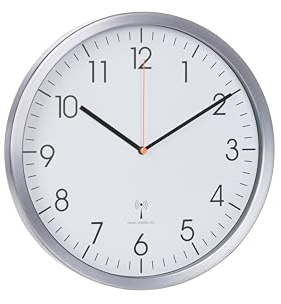 TFA Dostmann Analoge Funk-Wanduhr, 60.3517, mit Aluminium-Rahmen, geräuscharm, gut ablesbar, ideale Bürouhr, L 305 x B 45 x H 305 mm, anthrazit