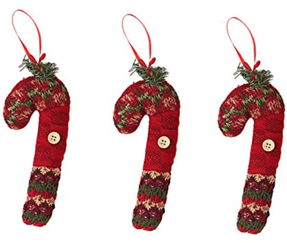 Zerodeko 3st Kleiner Gehstock-anhänger Wohnkultur Plüschornamente Zuckerstangendekoration Weihnachtsbaum Zuckerstangen Weihnachtsschmuck Stoff Sackleinen Rot Weihnachten