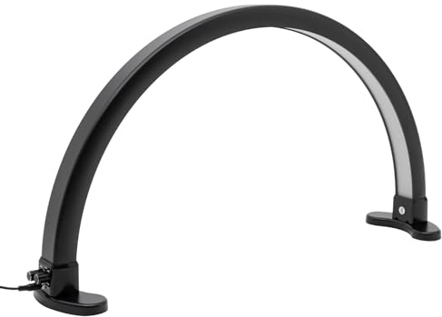 WOQLIBE Halbmond-Nagel-Schreibtischlampe, 45W Kosmetiklampe 2700-5600K, Dreifarbig Wimpern-LED-Licht, Kosmetiklampe Halbmond für Schönheit, Hautpflege, Augenbrauen, Erstellung (Schwarz)