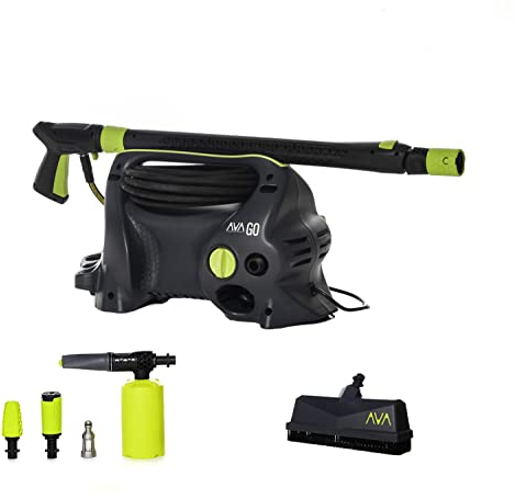 AVA GO P40 Pressure Washer XL, 120 Bar max, 390 l/h flow rate, 1700 W power, 6m Steel-Reinforced Hose, Zoom Lance, Premium Foam Cannon, Zero Force Gun, Facade Brush - Jet washer for car cleaning