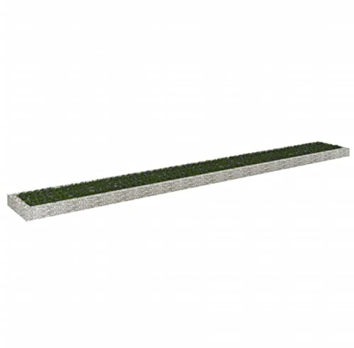 Gecheer Gabion Planter Box Garden Raised Bed Planter Bed for Flowers Vegetables Herbs Home Garden Patio Ground Decor Galvanised Steel 800x100x20 cm