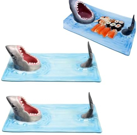 Shark Sushi Sushi Boat Serving Tray, Shark Mouth Sushi Shark Shaped Flatwa Shark Serving Sushi