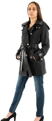 Morgan - Trench corto con capucha para mujer, 242-GZIma, color negro T38, Negro, 38