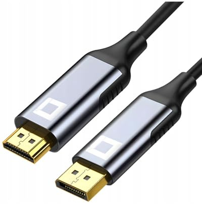 Co2 DisplayPort DP a HDMI 2.1 8K/60Hz, 4K/120Hz, 2K/240Hz, Full HD, HDR dinámico DSC 3D HDCP 2.2 FEC, Plug & Play, 32,4 Gbps, Adaptador unidireccional, Aluminio gris espacial (2m)