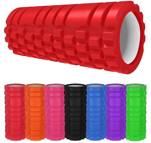 Foam Roller Deep Tissue Massage Trigger Point Muscles Therapy Physio Yoga Roll Muscle Massager Back Exercise Home Gym Fitness Legs, Calf, Pilates, Runners (RED)