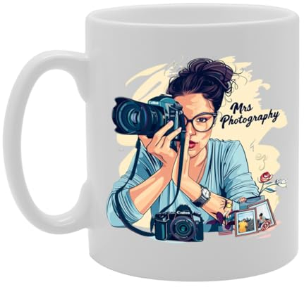 Coralgraph MG5977 Mrs Photography Mug - Ideal for Photographers and Camera Enthusiasts, 11oz Ceramic Coffee Mug for Shutterbugs and Visual Artists