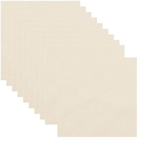 Allazone 10 Pz Tufting Cloth, Tessuto per Cucito, Punch Needle Tessuto, Panno per Tufting, Tessuto per Cucito in Cotone Panno per Monaco per Aghi per Tappeti e Aghi per Punch, 32 x 32 cm