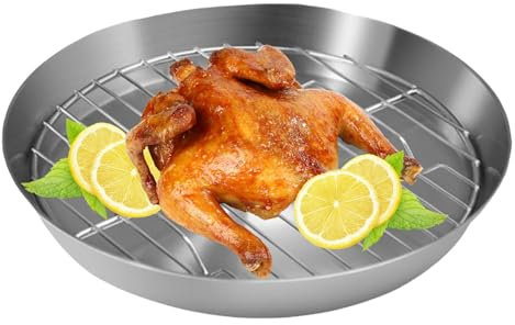 Scolapiatti – Griglia in acciaio inox, teglia per sgocciolare | Stampo in acciaio inox con scarico grasso spesso, teglia lavabile in lavastoviglie per cucinare, cuocere e arrostire